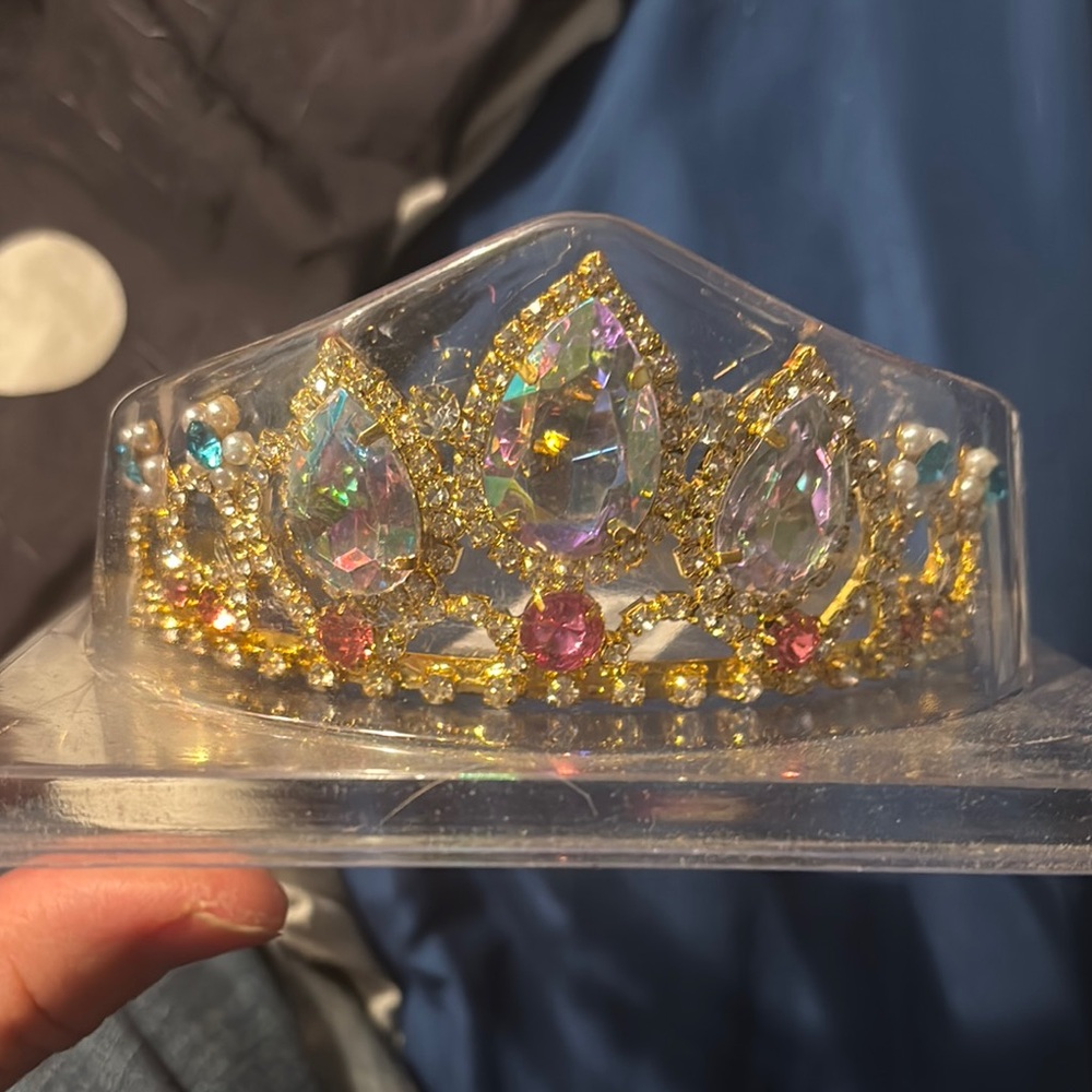 Gold and Pink Crystal Tiara